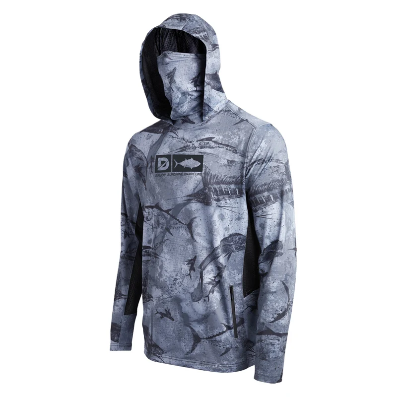 wholesale Camo fishing shirts with hood sublimated long sleeve fishing shirts Marsh wear fishing shirt
