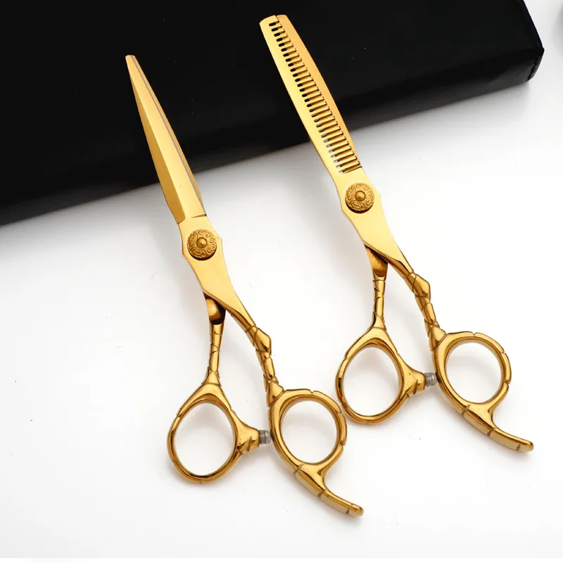 Free Custom Logo Gold Sharp Blade Stainless Steel Hair Trimming Scissors For Salon Cutting Hair