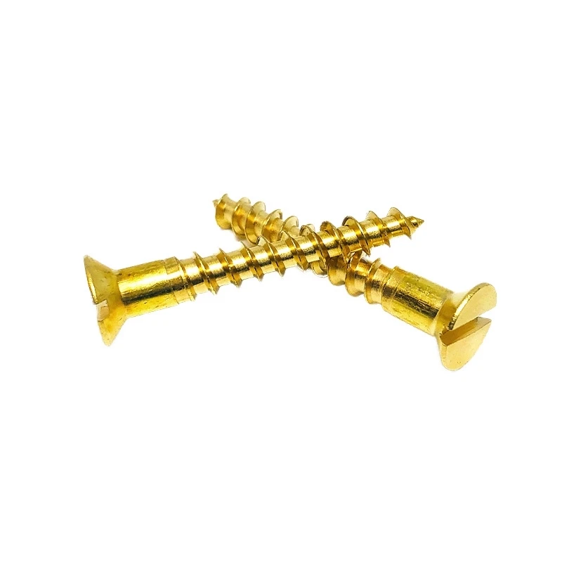 M3*20 Flat round head slotted brass self tapping screws countersunk wood screws