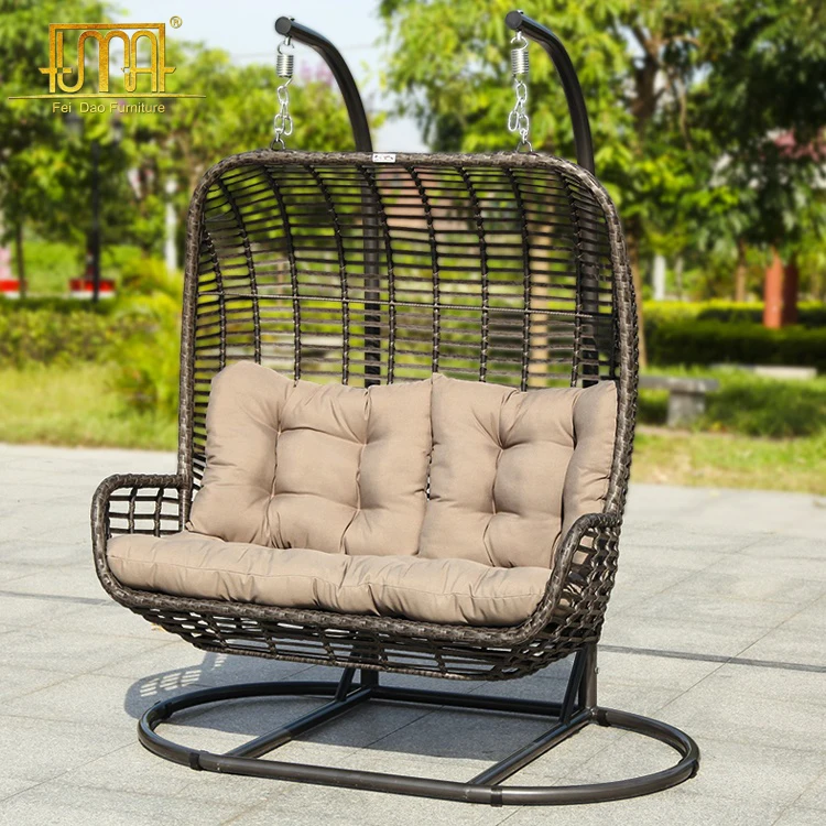 Garden Wicker Outdoor Furniture Double Size Hammock Hanging Swing Chair