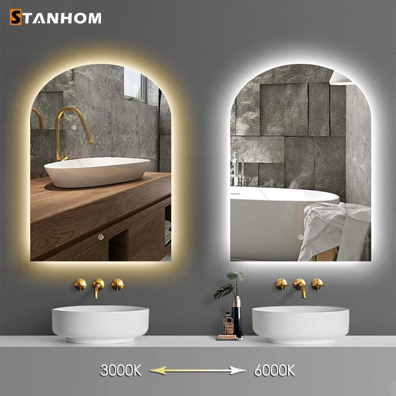 STANHOM Arched Automatic Defogger Vanity LED Backlit Bath Mirrors