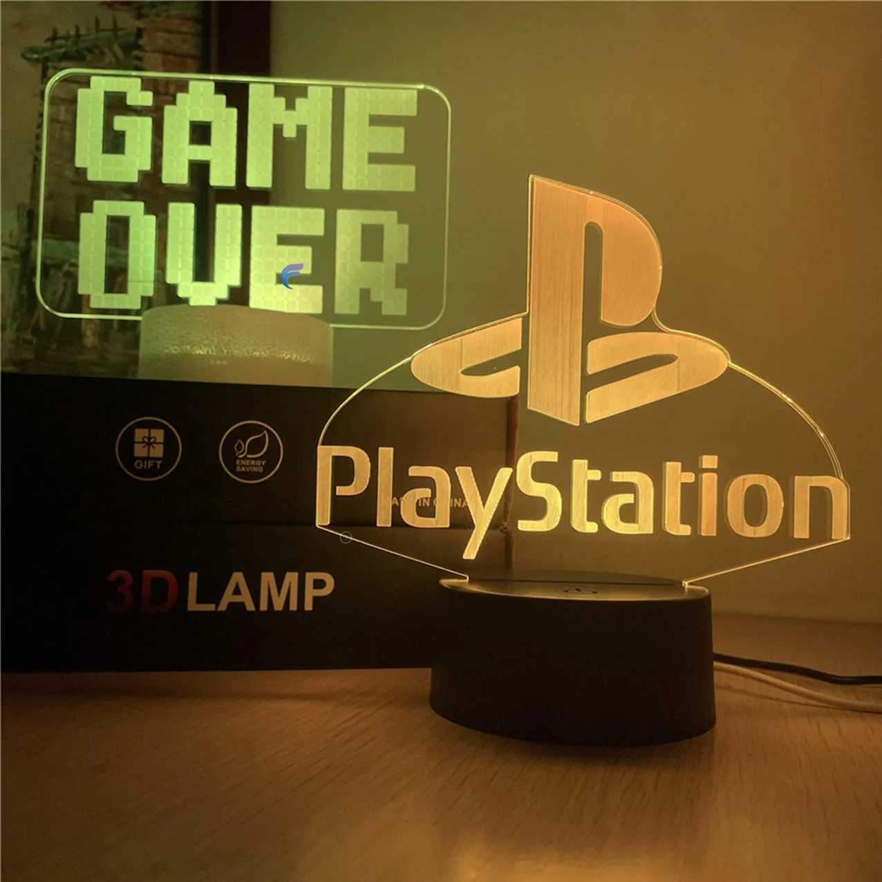 Mini 3D RGB Night Light Warm Acrylic LED Desk Lamp with Touch Control USB Rechargeable for Home Use