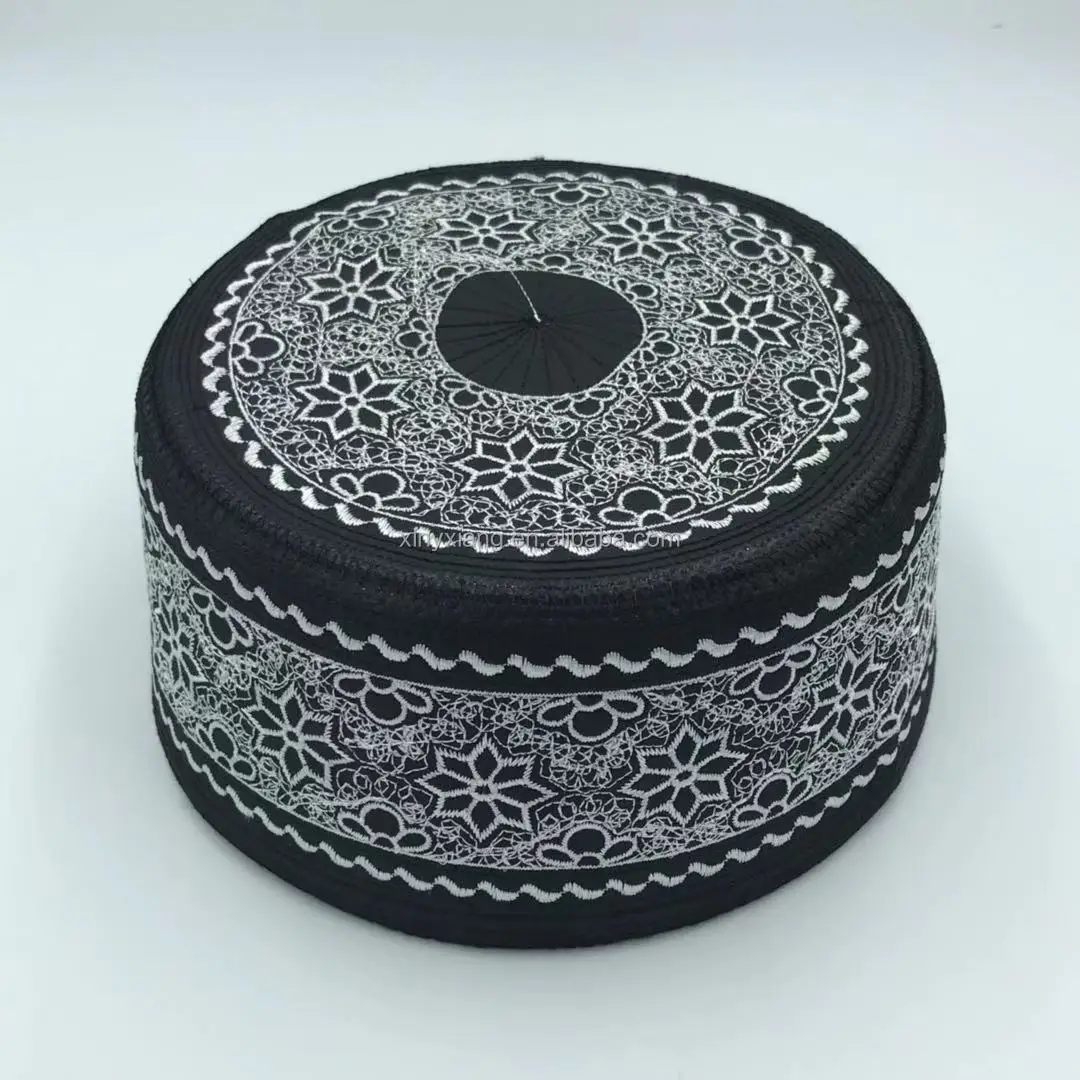 Factory Wholesale Men Muslim Prayer Kufi Hat Prayer Headwear Cap Islamic Beanie Skull Cap Embroidery Kofia Topi Sun Hats