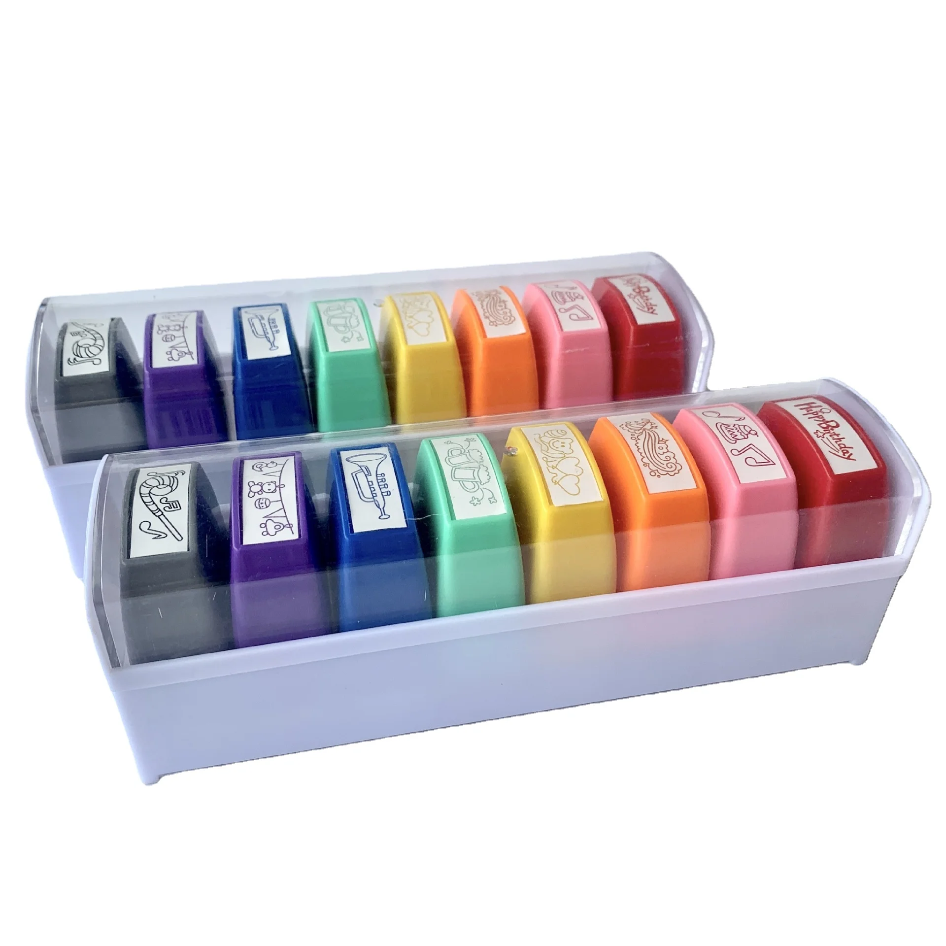 New 8 in 1 Office Flash Rubber Stamp Teacher Use Flash Stamps Kids Teacher Stamp Set