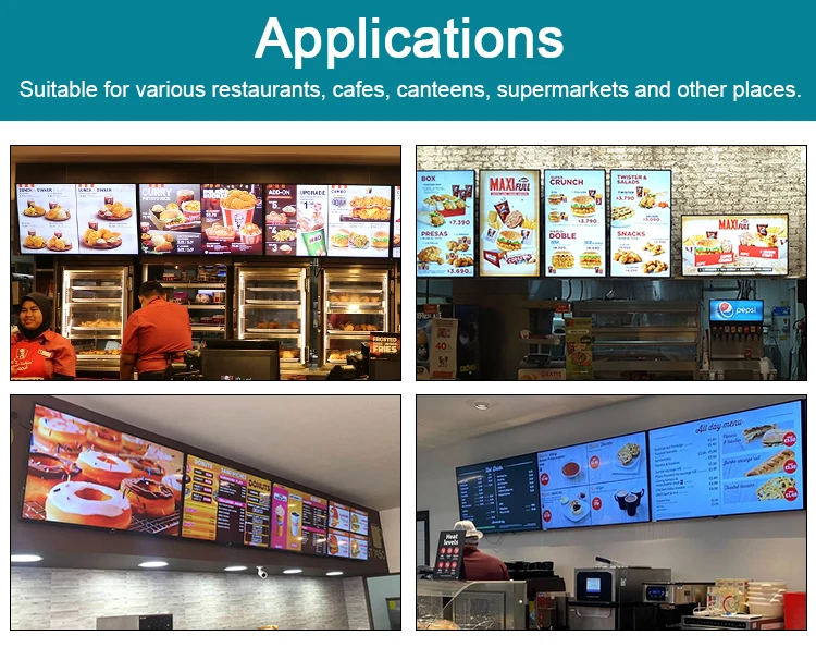 32 43 55 inch Menu Board Wall Mounted LCD Monitor BOE LCD Panel Digital Signage Hotel Restaurant Cafe Bar LCD Advertising Screen