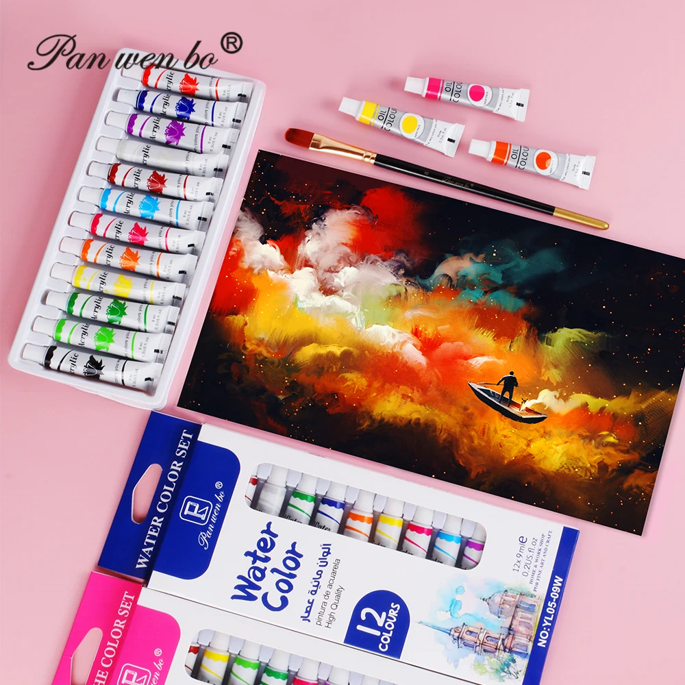 Professional 12colors Oil Paintings Eco-Friendly Acrylic Oil watercolor acrylic painting For Canvas,Stone,Glass