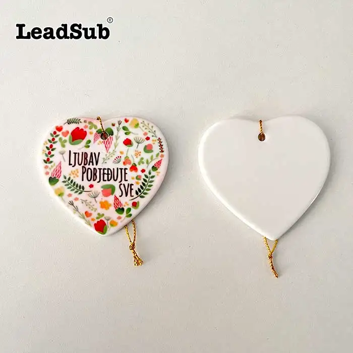 Hot sale christmas tree decoration pendant sublimation blank ceramic ornament white ornament manufacture