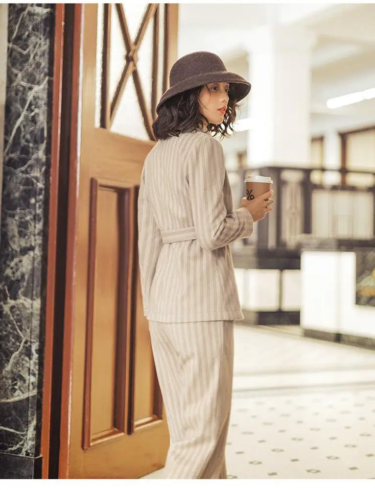 New Style Design Straight Striped Business Suits Women Blazer Suit