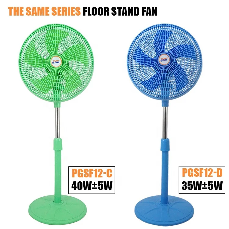 Hot Sales Color Blue Durable Utility Office air Cooling 30w 40w Oscillating 5 Plastic Blades 12 Inch Wholesale Floor Fan