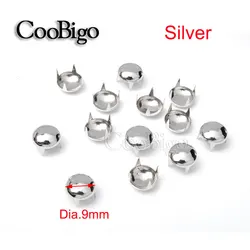 500 шт./упак. 9 мм Круглый купол заклепки Спайк заклепки “в стиле «панк-рок» кожаная фурнитура для обуви Одежда мешок запчастей для декорирования ногтей # GZ001-9