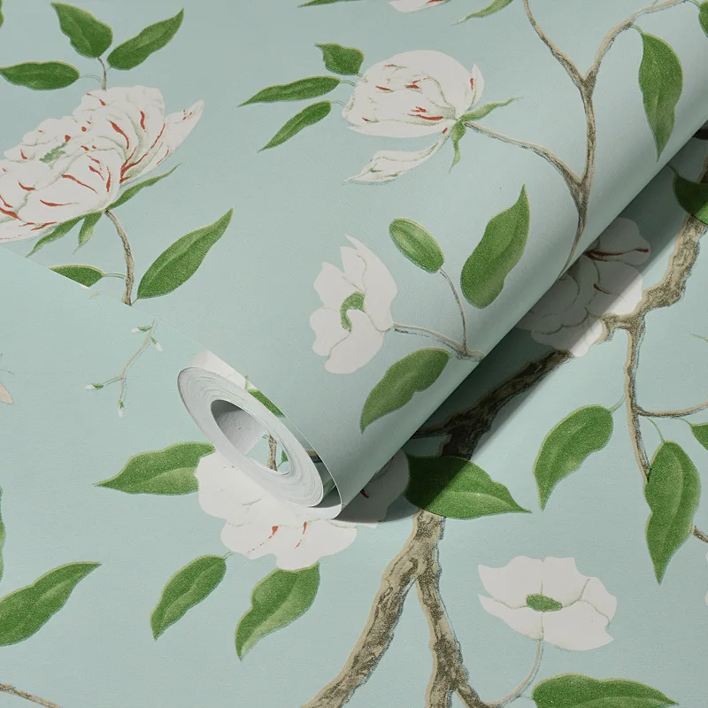 American Pastoral Fresh Flower Self-adhesive Non-Woven Floral Wallpaper For Bedroom Living Room Tv Background
