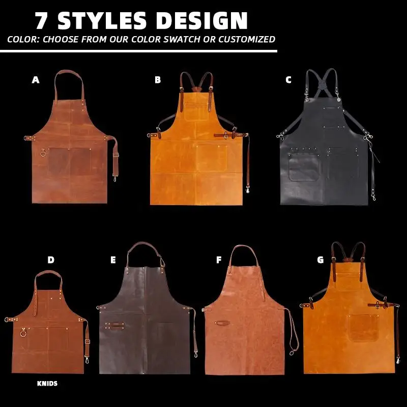 Custom High End vintage brown leather apron with leather belt