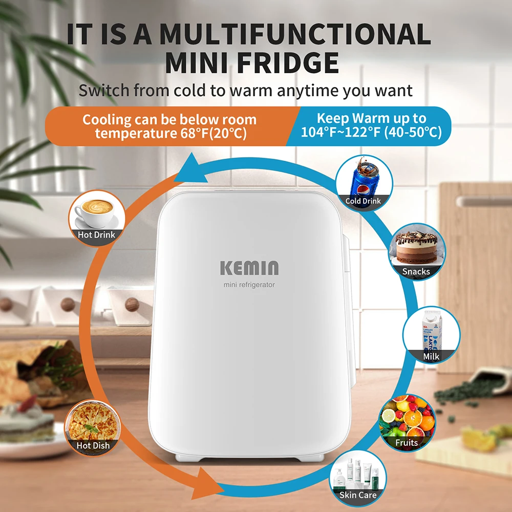 KEMIN Armrest Car Universal Fridge Portable Frezzer Compressor 4L Fridges With Cup Holders 12V Portable Travel Refrigerator