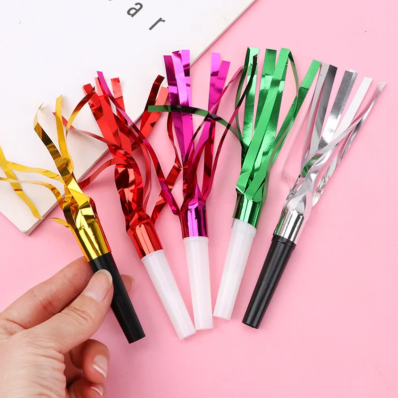 Party Supplies Metallic Noise Maker Fringed Noisemakes Party Noise Blowers Blowouts Whistle