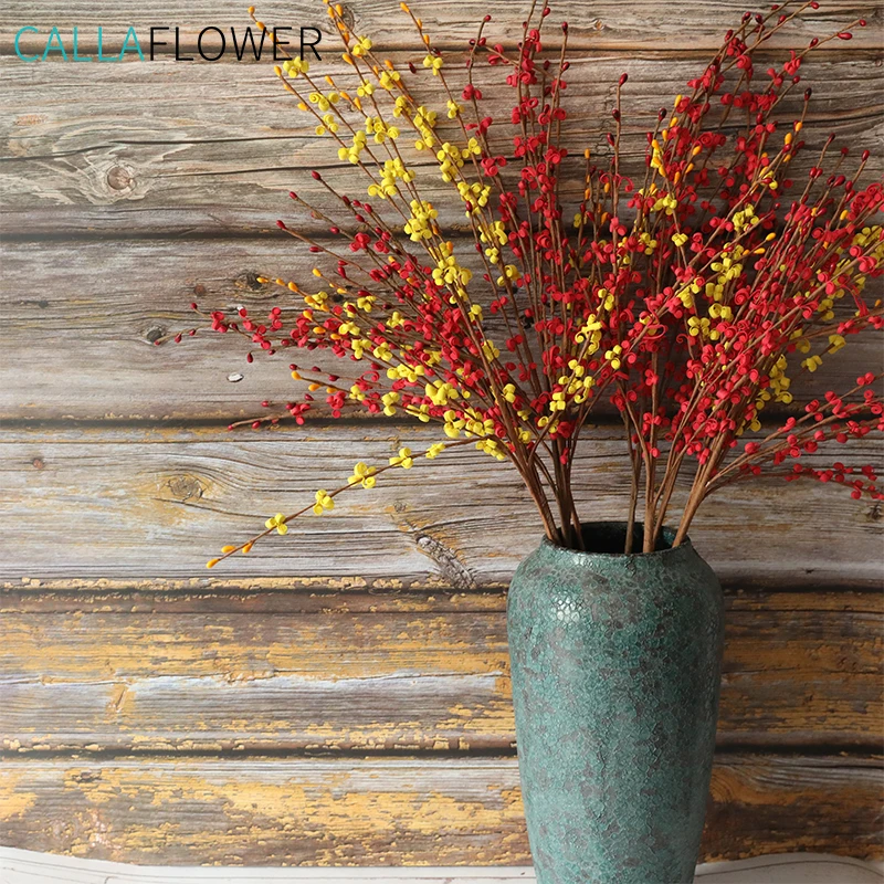 MW09901 Factory Direct Sale Artificial Flower Simulation Long Stem PE Material Winter Jasmine Spray For Decorative Flower