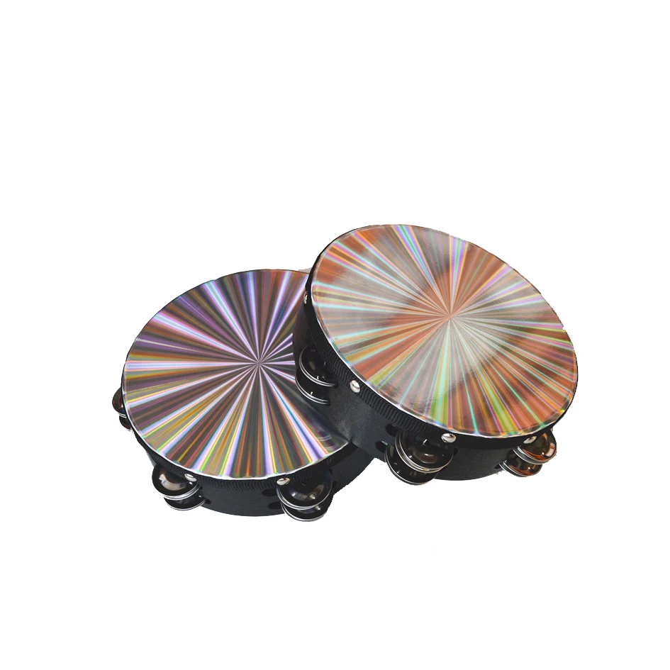 Hot sale laser flashing mini double row tambourine  8 inch tambourine percussion instruments