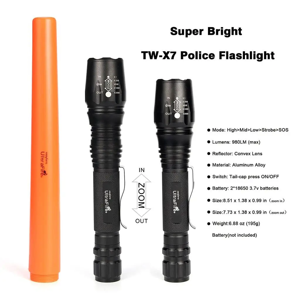 LED Flashlight Traffic Signal Warning Torch L2 Transmitter Bulb 5 Mode Zoom Flashlight Hunting Light 18650 Flashlight