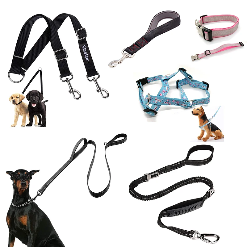 Custom Elastic Retractable Night Reflective Safe Leash Dog Collar Dog Straps V-belt Nylon Webbing Dog Leash Custom Running Leash