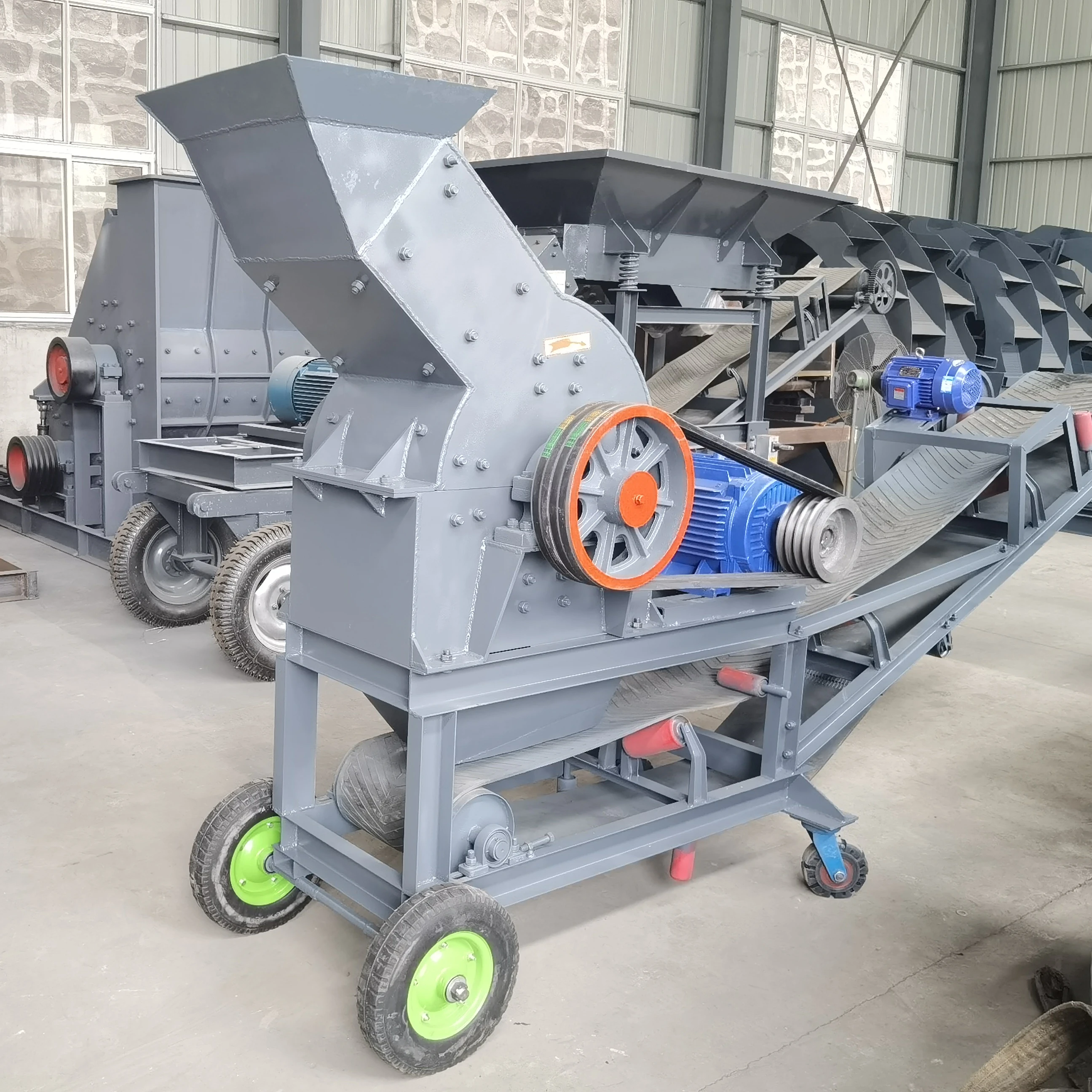 Easy install stone crushing machine mobile hammer crusher for limestone, granite, construction waste