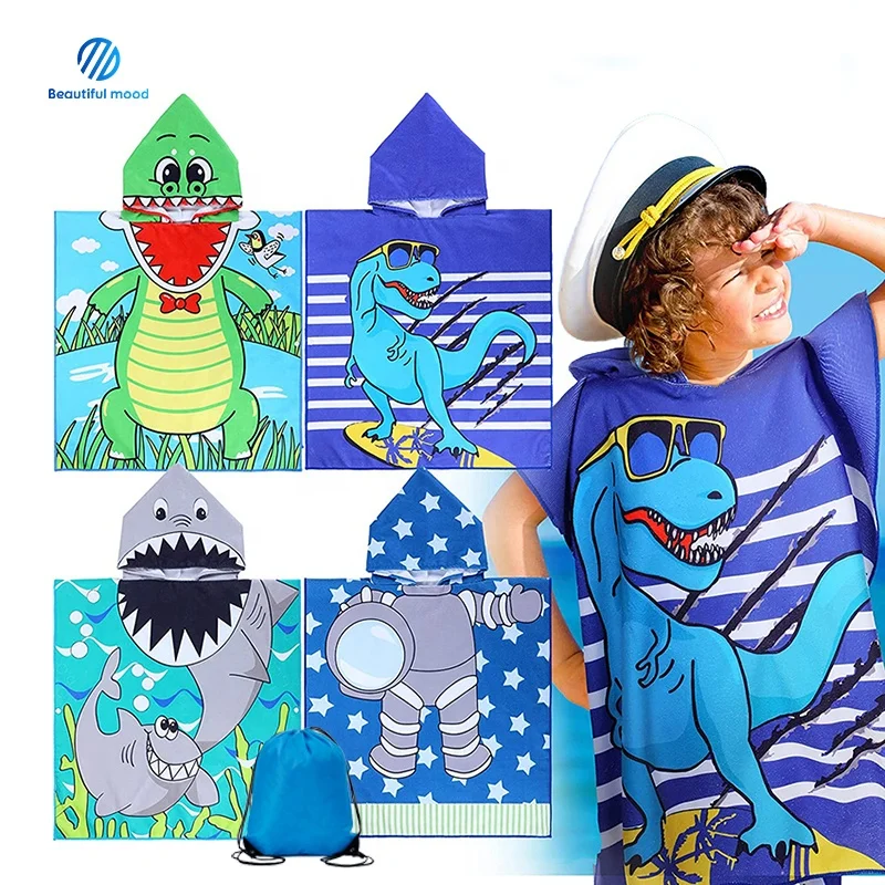 Hot Sell Swim Breathable Soft Poncho Cover-ups Swimwear Lightweight Microfiber Hooded Beach Towel