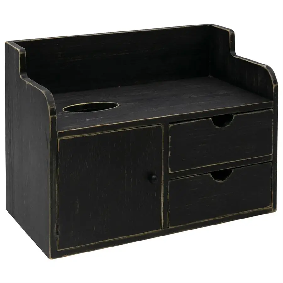 Amazon is selling well Manufacturer Well Made Black Vintage Wood Desktop Organizer - Tabletop Paper Towel Rack