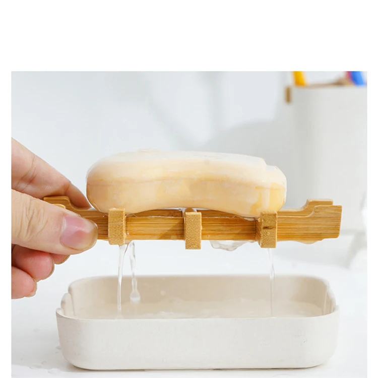 Eco-friendly natural bamboo soap tray, bamboo bath soap holder  mildew-proof drainage soap box