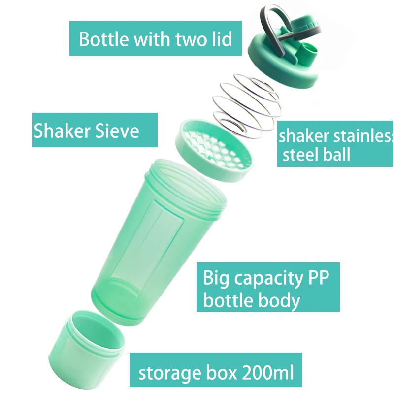 FREE SAMPLE Custom Logo 600ml 700ml Workout Shaker Bottle Gym Protein Shaker Bottles