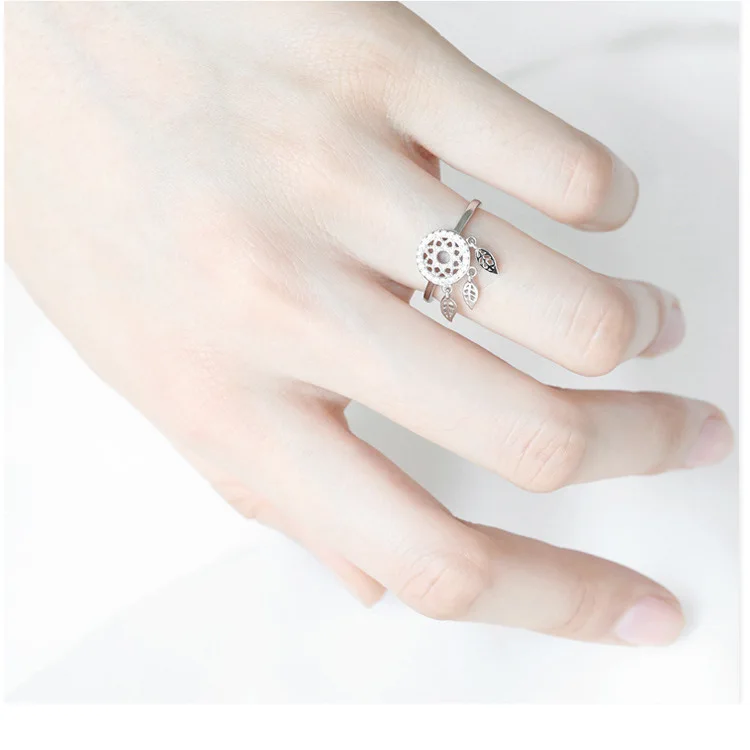 Nabest Vintage Personalized Women Jewelry Dream Catcher Charm Rings 925 Sterling Silver Leaf Tassel Rings