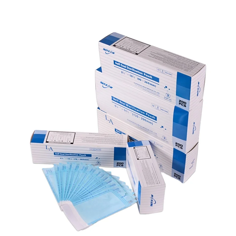 MAIDI Self-Sealing Sterilization Pouches, Latex-Free, Color Changing Indicator, 135mm x 290mm, 200-Count