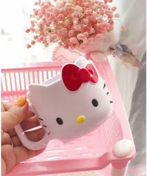 New arrival best seller mark plastic juice cup cartoon cat cup Hello Kitty printing Mug shape milk plastic mugs for children