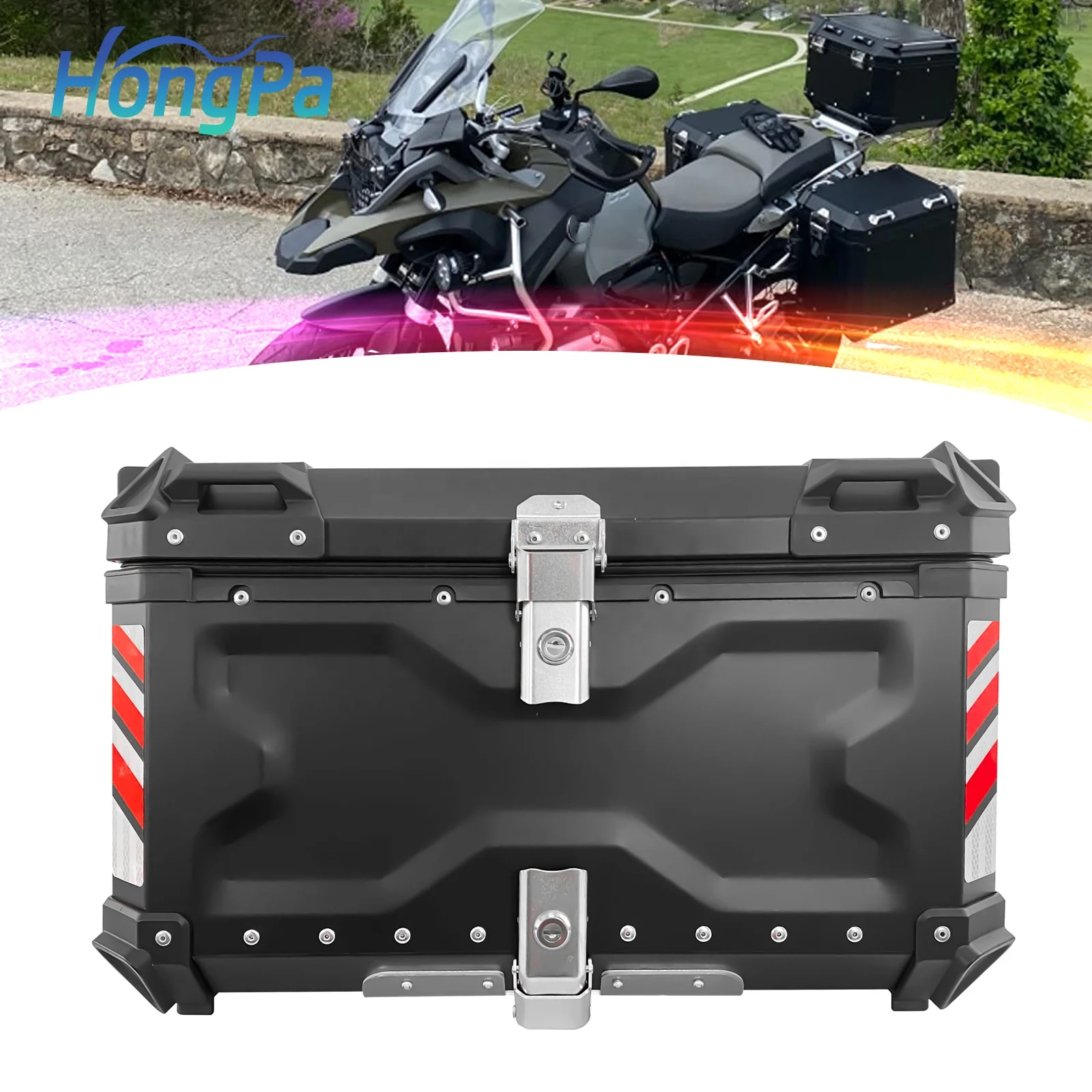 Aluminum Motorcycle Top Box Case Motorcycle Tail Box Scooter Trunk Luggage Storage Box