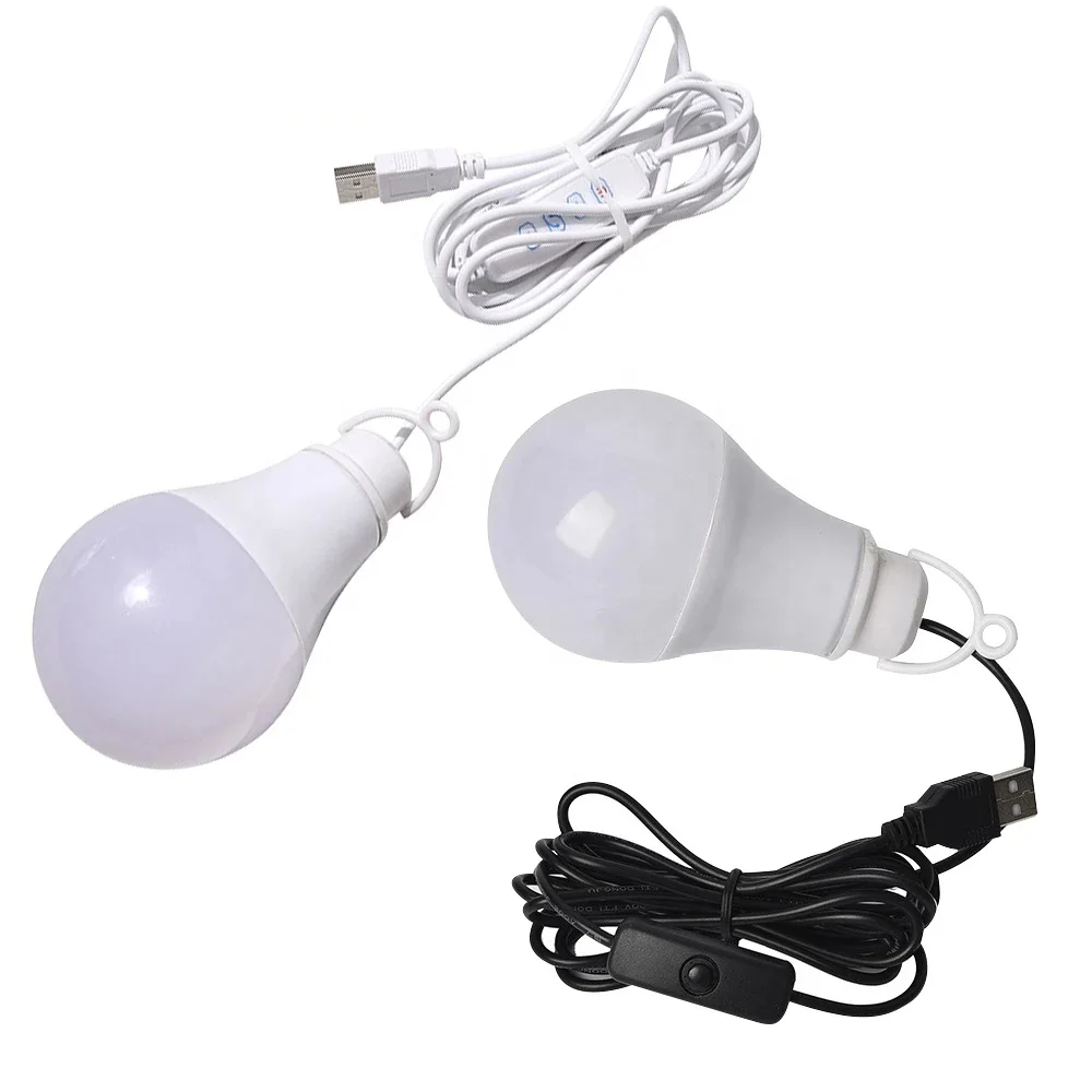 DC5V USB с регулируемой яркостью Подвесная лампа светодио дный лампочка бесступенчатое затемнение яркость три цвета переключатель 10 Вт светодио дный светильник лампа для адаптера Power Bank