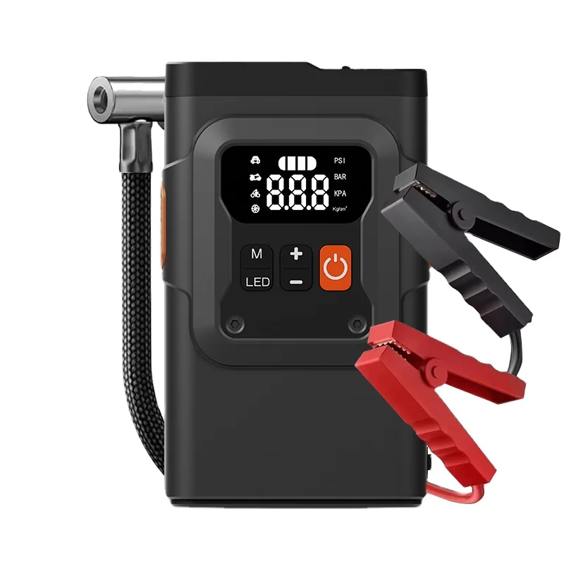 Emergency 4 In 1 Portable Jump Starter Car Jump Starter With Air Compressor Multi Purpose Car Jump Starter Power Bank