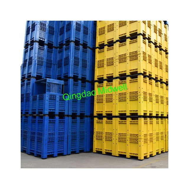 Cheap price 1200x1000x760 mm Dynamic Load 1000kg Solid Mega Container Bin Stacking Plastic Pallet Box for sale