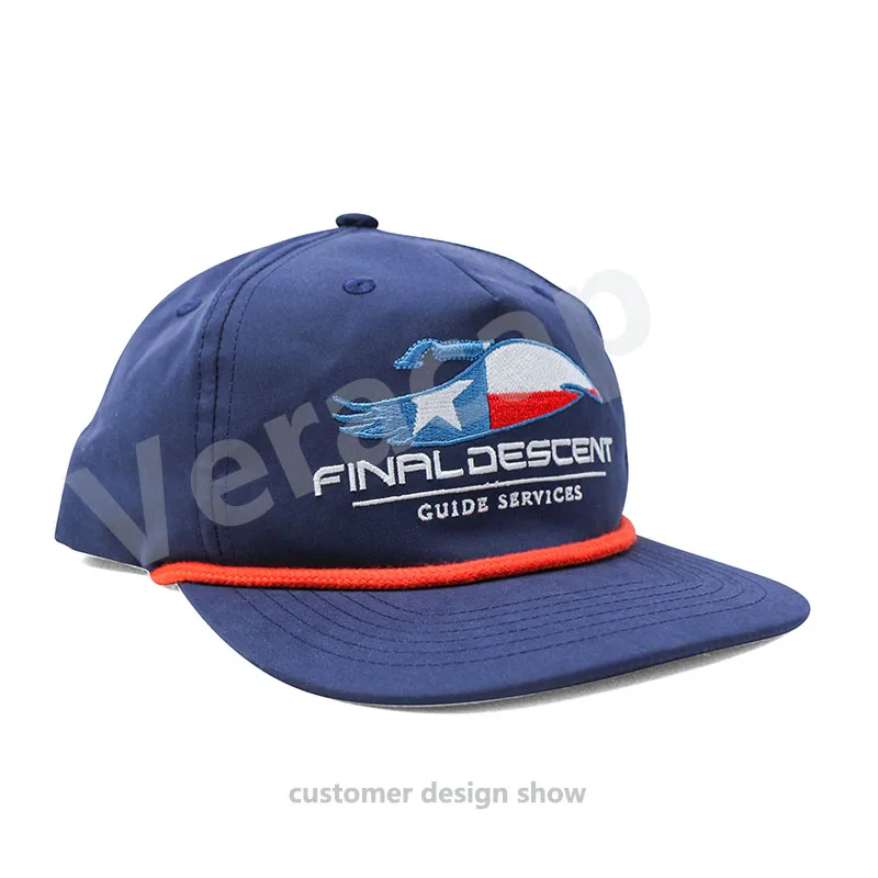 HS24 оптовая продажа, козырёк, веревочные поля, 5 панелей, неструктурированный ридиксон 256, бейсболка, Кепка-тракер veracap, изготовленная на заказ нейлоновая веревочная шляпа с веревкой