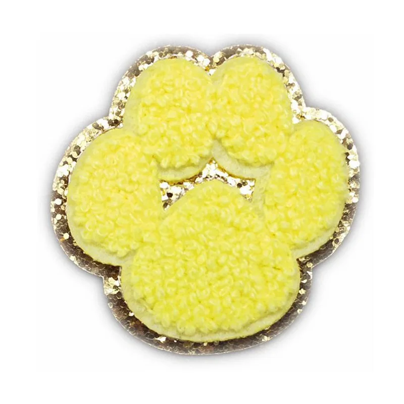 Glitter Chenille Paw Patches Chenille Patches Heat Press Patches