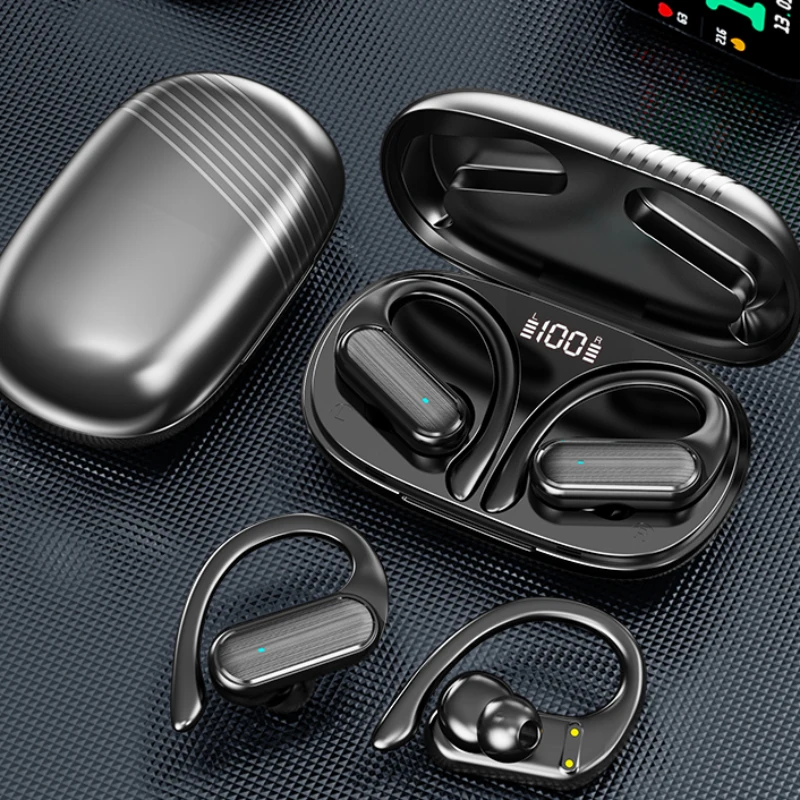 Светодиодные наушники с открытым ухом Спортивная стереогарнитура 9D HiFi беспроводные IPX7 водонепроницаемые наушники-вкладыши TWS временем работы 36