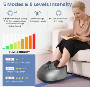 Hot Sale Electric Shiatsu Foot Massage Vibration Air Compression Heating Electric Roller Leg Calf Machine Foot Massager