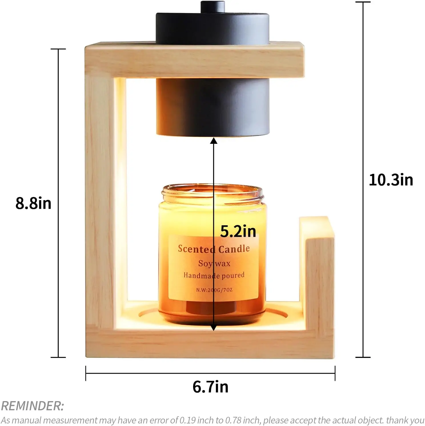 Timed Candle Heating Light Dimmer Wood Scented Wax Home Decoration Candle Lamp