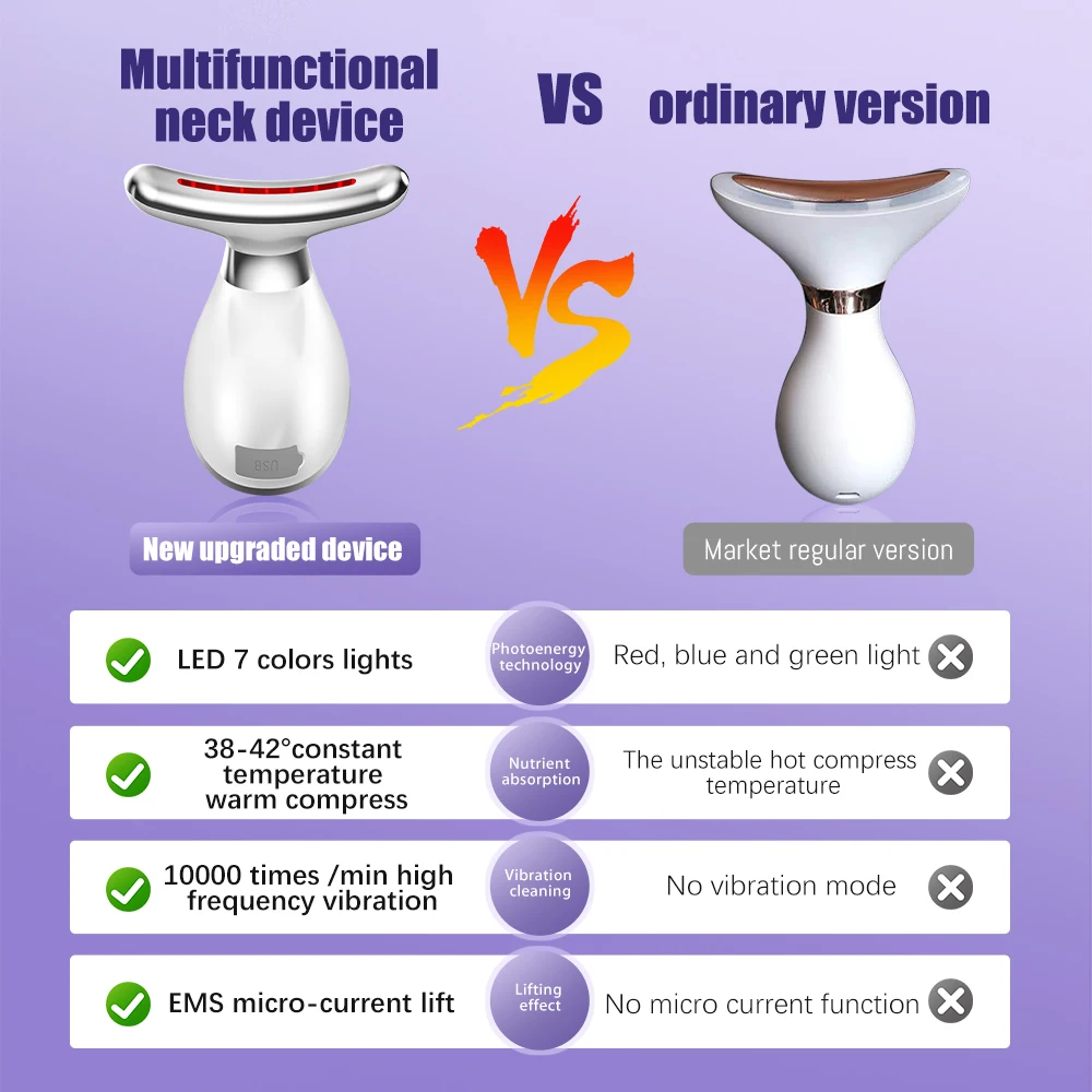 KKS Double Chin Remove 7 Color Led Light Therapy Skin Rejuvenation EMS Micro Current V Face Lifting Face Neck Beauty Device