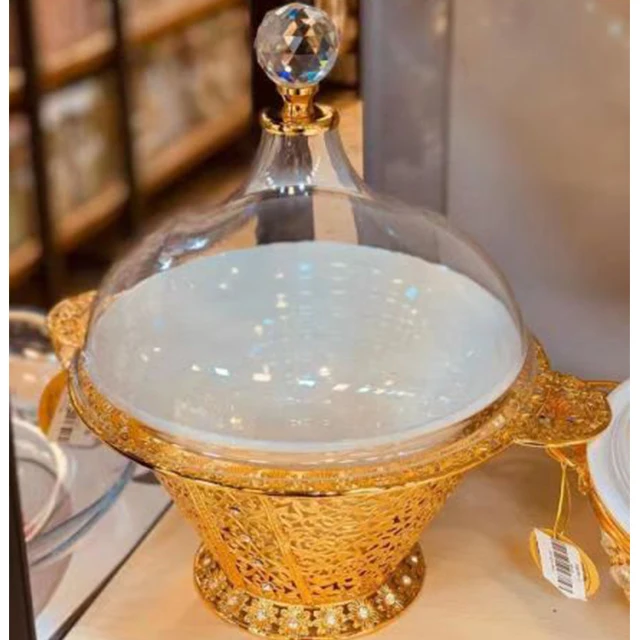 2023 New Style Creative Snacks Fruit Storage Basket Alloy Metal Baskets with 3 Acrylic dried fruit box