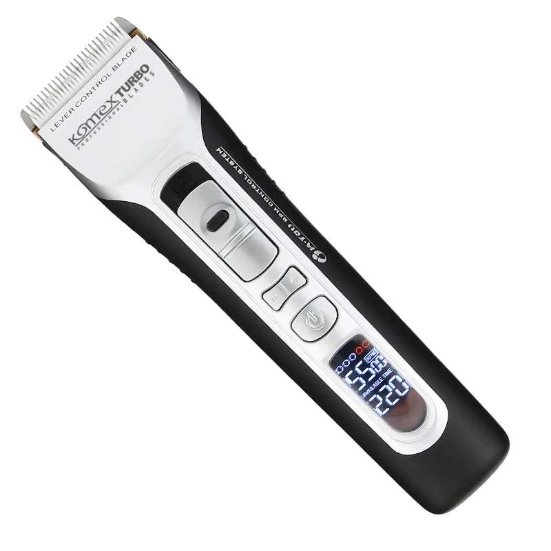 Komex LCD Display Ceramic movable cutter head and titanium fixed cutter head Cordless Rechargeable Hair clippers