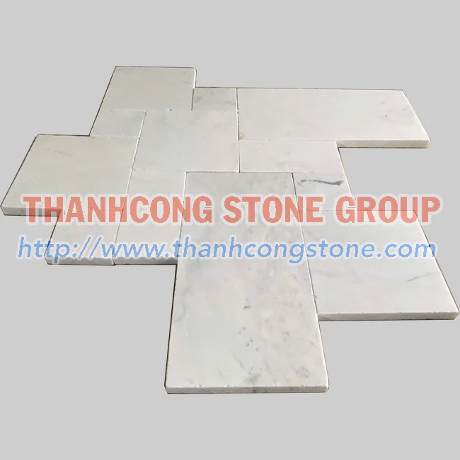 White Marble French Pattern Tiles Tumbled and Antique Finish for Outdoor and Exterior Use Durable Limestone Product