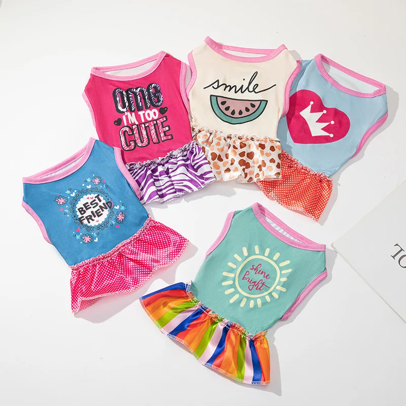 Factory Pet Dog Clothes Fashion Cute Cooling Luxury Small Pet Cat Dog Summer Clothes Dress Summer for Dogs