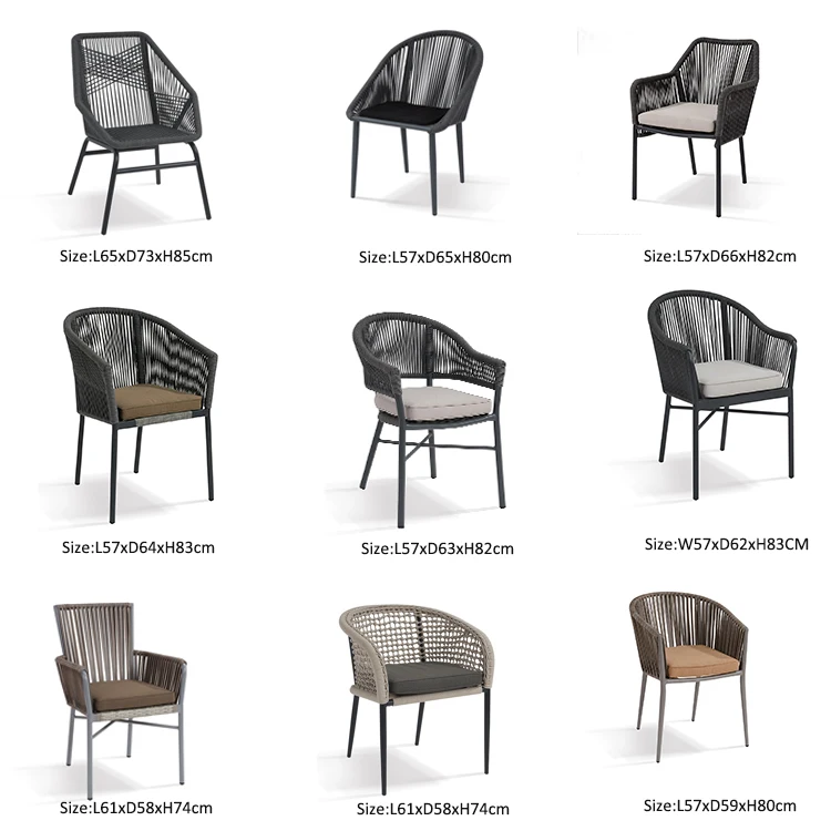 Dining Furniture Outdoor Inside Restaurant Coffee Rope Chairs Woven Seat with Rope Patio Dining Chair