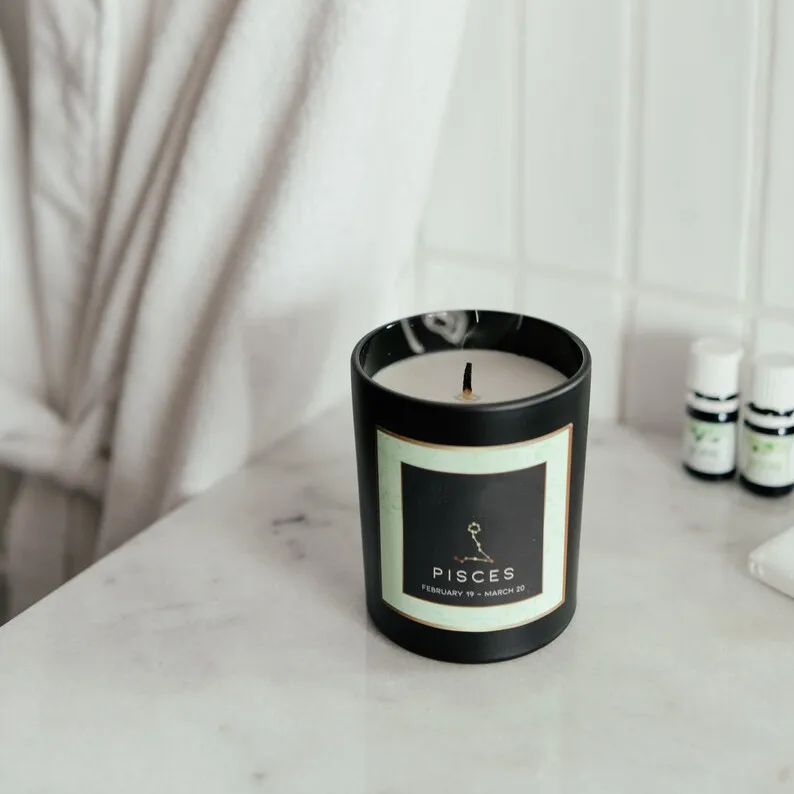 Custom Aroma Crystal Soy Wax Zodiac Scented Candle Spiritual Affirmation Healing 12 Constellations Scented Candles Gift Set