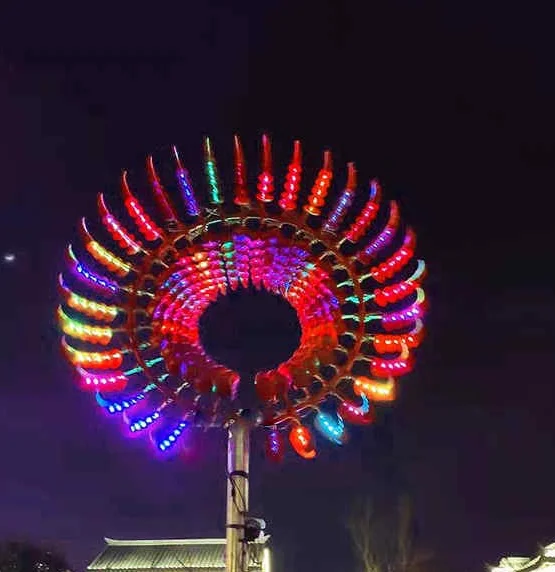 high quantity modern wonder abstract metal custom LED lighting wind kinetic sculpture for park
