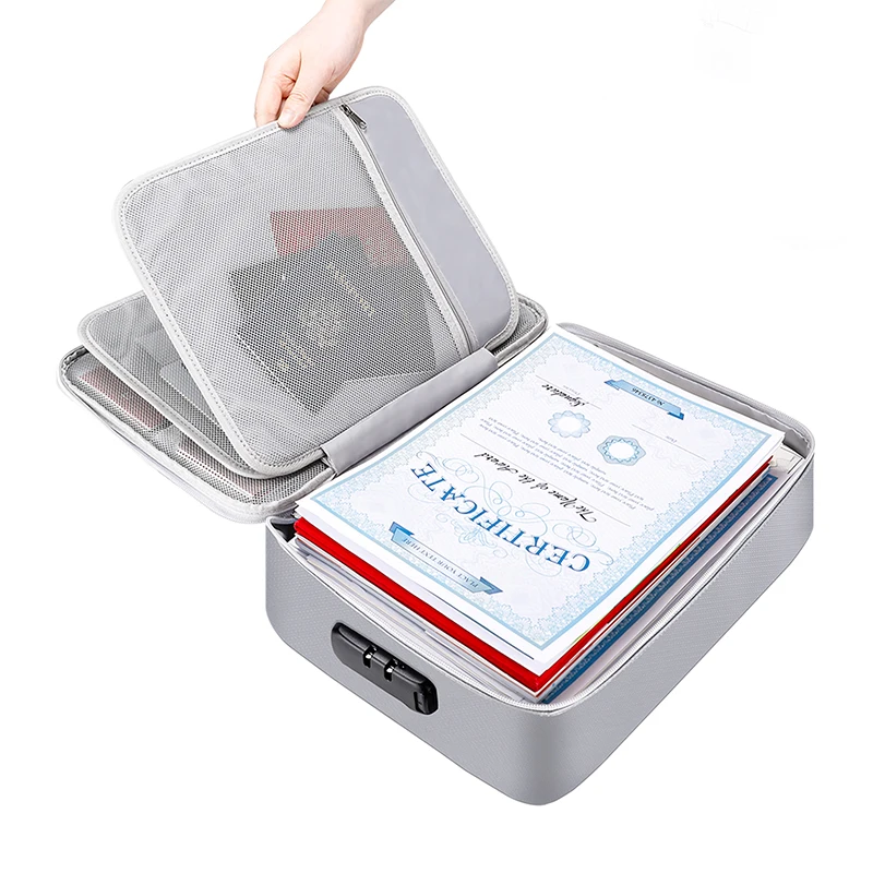 Custom Fireproof & Fiberglass File Clip Document Bags Office School Home Certificate Storage Travel-friendly Upgraded Documents