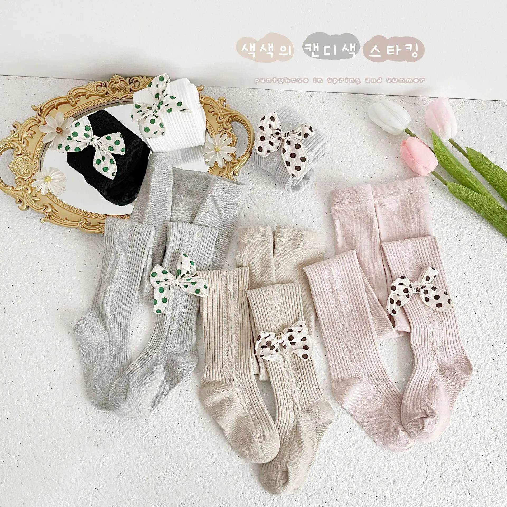 New Fashion Girls Kids Leggings for Girls Bowknot Pattern Tube Pantyhose Baby Tights for 3-12 Years