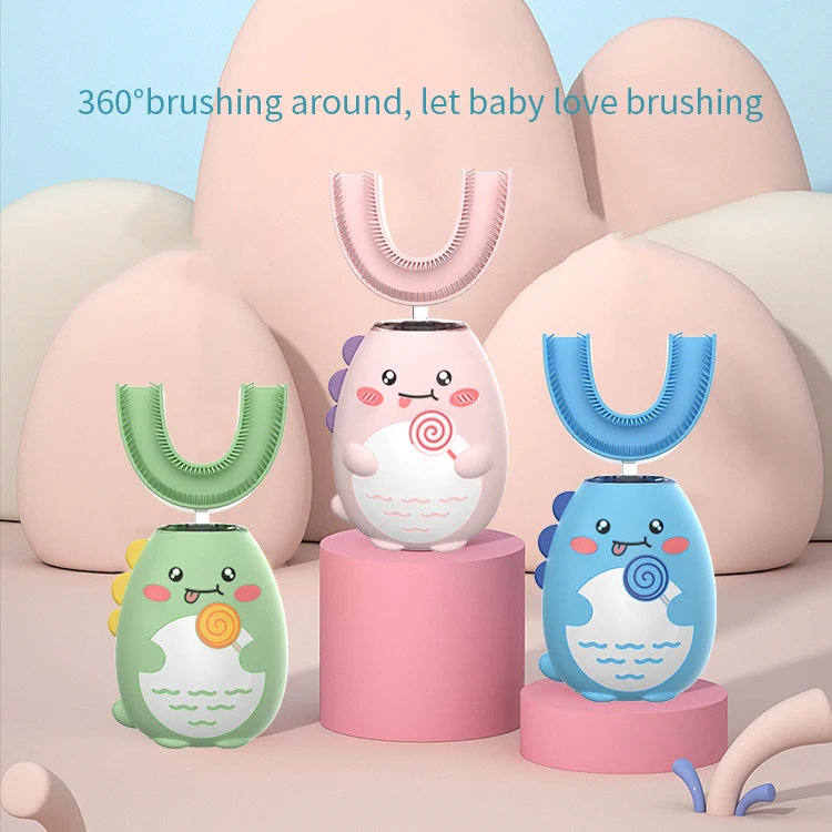 Wholesale Custom U-Shaped 360 Soft Silicone Nano Automatic Baby Kids Children Smart Ultrasonic Electric Toothbrush